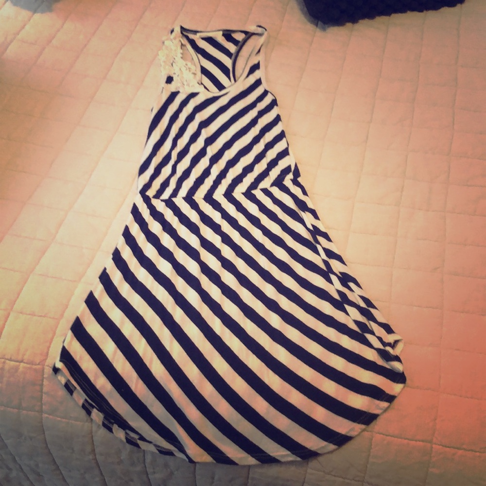 Navy and white stripe casual dress